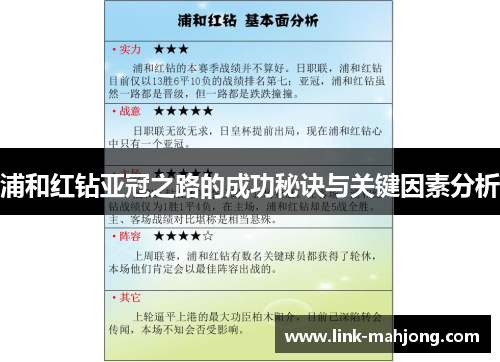 浦和红钻亚冠之路的成功秘诀与关键因素分析
