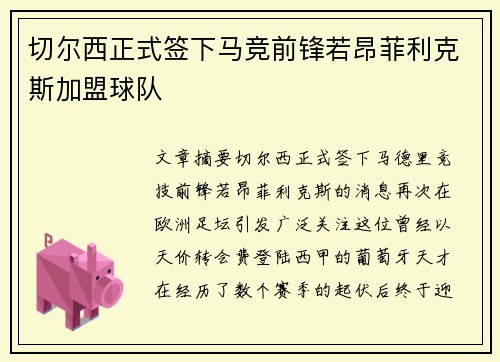 切尔西正式签下马竞前锋若昂菲利克斯加盟球队